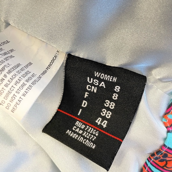 Marker Turquoise Red Floral Pattern Puffer Vest Size 8 - Picture 8 of 14